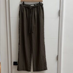 Vince Olive Drawstring Wide-Leg Chinos